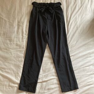 Tie-waist pinstripe pants